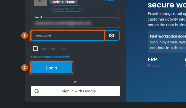 Enter your Password and select Login.